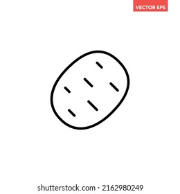 Black single potato line icon, simple fresh vegetable flat design pictogram, infographic vector for app logo web button ui ux interface elements isolated on white background