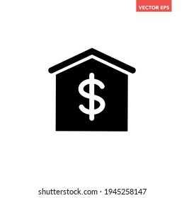 Black single property for sale icon, simple real estate fees flat design concept vector for app ads web banner button ui ux interface elements isolated on white background