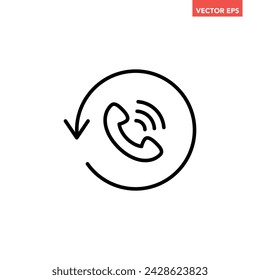 Icono de línea de llamada única negra, vector de pictograma de diseño plano de devolución de llamada simple para anuncios de logotipos de aplicaciones botón de página web ui ux elementos de interfaz aislados sobre fondo blanco