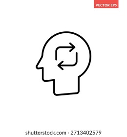 Schwarzes einzelnes Reload-Headline-Symbol, einfaches Auffrischungsdenken, flaches Design, Vektorpiktogramm, Infografik-Schnittstellenelemente für App-Logo, Webbutton ui ui einzeln auf weißem Hintergrund
