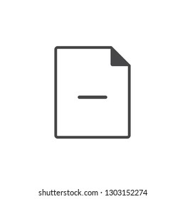 Black single remove blank document file format icon concept. Simple flat design vector infographic pictogram for app ads web website button ui ux interface elements isolated on white background