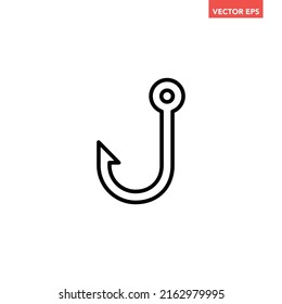 Schwarzer Haken mit steigendem Haken kann Linie Symbol, einfaches Jagen-Stachelwerkzeug-flaches Design-Piktogramm, Infografik-Vektorgrafik für App-Logo-Web-Button ui ux Interface-Elemente einzeln auf weißem Hintergrund