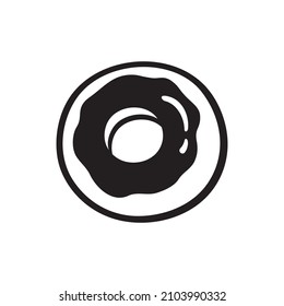 Black single round donut line icon. Simple sweet food flat design pictogram, clip art vector illustration for ads app logo web banner button ui ux interface elements isolated on white background