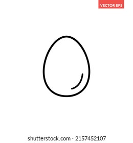 Black single round egg line icon, simple outline breakfast food flat design pictogram, infographic vector for app logo web button ui ux interface elements isolated on white background