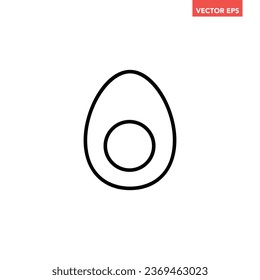 Black single round egg line icon, simple outline breakfast food flat design pictogram, infographic vector for app logo web button ui ux interface elements isolated on white background