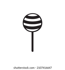 Black single round lollipo line icon. Simple sweetness flat design pictogram, clip art vector illustration for ads app logo web banner button ui ux interface elements isolated on white background