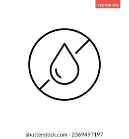 Negro de una sola ronda sin insignia de agua de la línea delgada icono, grasa trans simple no contiene marca de diseño plano pictograma, vector infográfico para el logo de la aplicación botón web ui ux interfaz aislado en fondo blanco