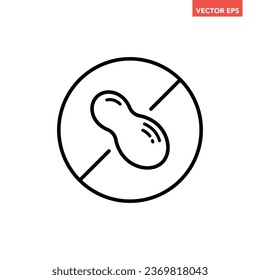 Schwarze, runde Nüsse freie dünne Linie Symbol, einfache Zutat enthält kein markiertes flaches Design-Piktogramm, Infografik-Vektorgrafik für App-Logo-Web-Button ui ux-Schnittstelle einzeln auf weißem Hintergrund