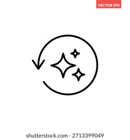 Preto único redondo regenerar ícone de linha, simples digital reset inteligência artificial design plano infográfico pictograma vetor para app logotipo botão web interface de interface de interface de iu elemento isolado no fundo branco