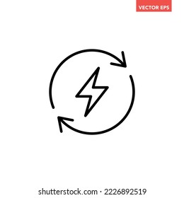 Black single round renewable energy icon, simple energy saving flat design pictogram, infographic vector for app logo web button ui ux interface elements isolated on white background