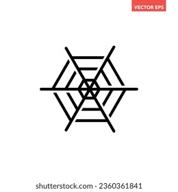 Black single round spiderweb line icon, simple halloween element outline flat design pictogram, infographic vector for app logo web button ui ux interface isolated on white background