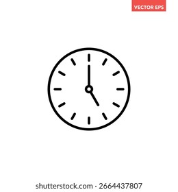 Ícone preto de relógio de tempo redondo, pictograma simples vetor de design plano 5 am ou pm clock, vetor infográfico para o logotipo do aplicativo web site botão elementos de interface do ux da interface ui isolados no fundo branco