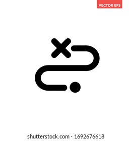 Black single route tracking icon, simple line path searching flat design vector pictogram vector for app ads logotype web website button ui ux interface elements isolated on white background
