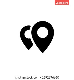 Black single route tracking icon, simple bubble target searching flat design vector pictogram vector for app ads logotype web website button ui ux interface elements isolated on white background