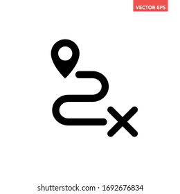 Black single route tracking icon, simple path searching mark flat design vector pictogram vector for app ads logotype web website button ui ux interface elements isolated on white background