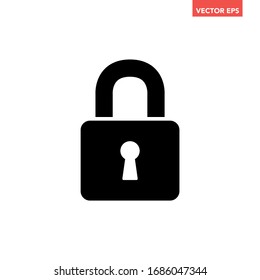 Black single security lock icon, simple pin-tumbler chain shape badge flat design vector pictogram vector, app ads logotype web website button ui ux interface elements isolated on white background