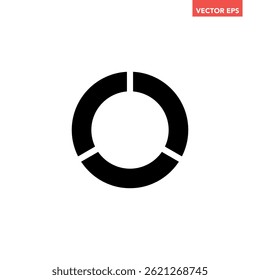 Preto único separado gráfico de rosca gráfico de pizza ícone preenchido com 3 partes. Morden plana design vetor ilustração diagrama infográfico para web logo botão app ui ux isolado no fundo branco