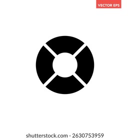 Preto único separado gráfico de rosca gráfico de pizza ícone preenchido com 4 partes. Morden plana design vetor ilustração diagrama infográfico para web logo botão app ui ux isolado no fundo branco