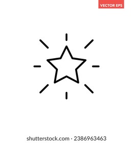 Black single shinning star line icon, simple high quality or top sign flat design pictogram, infographic vector for app logo web button ui ux interface isolated on white background