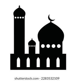 The black single silhouettes of Islamic Ramadan cityscapes background urban landscape illustration vector