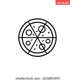 Black single sliced pizza line icon, simple outline Italy culture food flat design pictogram, infographic vector for app logo web button ui ux interface elements isolated on white background