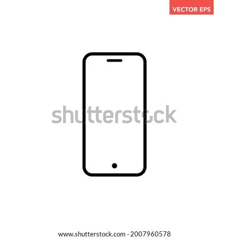 Black single smart phone line icon, simple digital device flat design pictogram, infographic vector for app logo web website button ui ux interface elements isolated on white background