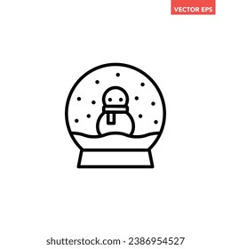 Schwarze Schneeballlinie Symbol, einfaches Weihnachtskugel-Flachbildbild-Piktogramm, Infografik-Vektorgrafik für App-Logo-Web-Schaltfläche ui ux-Schnittstelle einzeln auf weißem Hintergrund