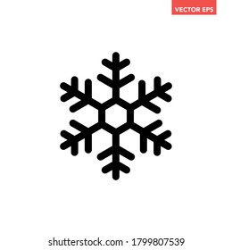 Black single snowflake line icon, simple freeze temperature flat design vector pictogram, infographic vector for app logo web website banner ui ux interface elements isolated on white background