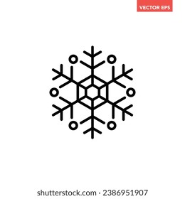 Icono de línea de copo de nieve simple, pictograma de diseño plano de temperatura de congelación simple, vector infográfico para el logotipo de la aplicación botón de banner web ui ux interfaz aislado en fondo blanco