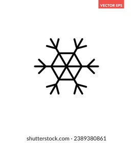 Schwarze Single-Snowflake-Linie-Symbol, einfaches Tiefkühltemperatur-flaches Design-Piktogramm, Infografik-Vektorgrafik für App-Logo-Webbanner-Schaltfläche ui ux-Schnittstelle einzeln auf weißem Hintergrund