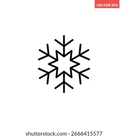 Schwarz einzelne Schneeflocke Linie Symbol, einfache Gefriertemperatur flachen Design Piktogramm, Infografik Vektor für App Logo Web-Banner-Taste ui ux Schnittstelle einzeln auf weißem Hintergrund