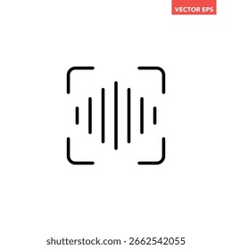 Icono de línea de reconocimiento de sonido simple negro, Vector de pictograma de infografía de diseño plano de detección de voz simple para anuncios de logotipo App Botón de Web ui ux Elementos de interfaz aislados sobre fondo blanco