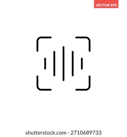 Schwarz einzelne Ton Erkennungslinie Symbol, einfache Spracherkennung flaches Design Infografik Piktogramm Vektor für App Logo Anzeigen Web-Taste ui ux Schnittstellenelemente einzeln auf weißem Hintergrund