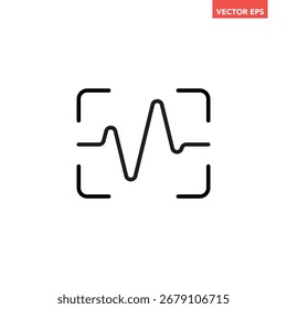 Icono de línea de reconocimiento de onda de sonido simple negro, Vector de pictograma de infografía de diseño plano de detección de voz simple para anuncios de logotipo App Botón de Web ui ux Elementos de interfaz aislados sobre fondo blanco