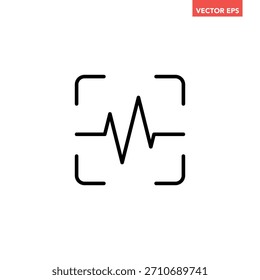 Ícone preto de linha de reconhecimento de onda sonora única, detecção simples de fala design plano pictograma gráfico vetor para app logotipo anúncios botão da web elementos de interface de ui ux isolados no fundo branco