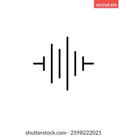 Black single sound waves line icon, simple frequency flat design, digital infographic pictogram vector for app logo web website button ui ux interface elements isolated on white background
