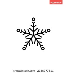 Icono de la línea de copo de nieve de una estrella negra, pictograma de diseño plano de patrón de vacaciones simple, vector infográfico para el logotipo de la aplicación botón de banner web ui ux interfaz aislado en fondo blanco