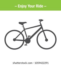 Black single Street city bike silhouette, flat design illustration vector pictogram, infographic for app logo web website ui ux interface elements isolated on white background