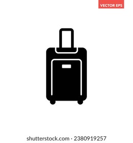 Black single suitcase filled icon, simple travel baggage flat design pictogram, infographic vector for app logo web button ui ux interface elements isolated on white background