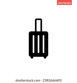 Icono de maleta única negra rellena, simple equipaje de viaje diseño plano pictograma, vector infográfico para el logotipo de la aplicación botón web ui ux elementos de interfaz aislados en fondo blanco
