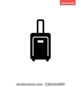 Black single suitcase filled icon, simple travel baggage flat design pictogram, infographic vector for app logo web button ui ux interface elements isolated on white background