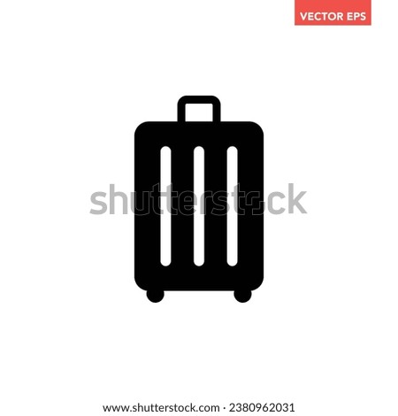Black single suitcase filled icon, simple travel baggage flat design pictogram, infographic vector for app logo web button ui ux interface elements isolated on white background
