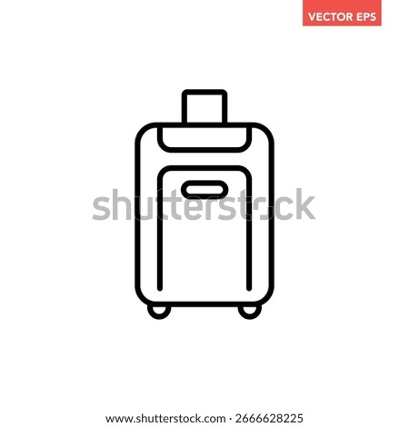 Black single suitcases line icon, simple travel luggage baggage flat design pictogram vector for app ads web button ui interface elements isolated on white background