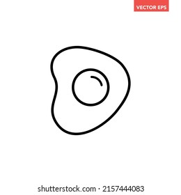 Black single sunny side up egg line icon, simple outline breakfast food flat design pictogram, infographic vector for app logo web button ui ux interface elements isolated on white background