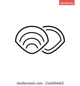 Black single surf clams line icon, simple fresh seafood flat design pictogram, infographic vector for app logo web button ui ux interface elements isolated on white background