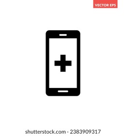 Black single Telehealth filled icon, simple digital health screen flat design pictogram, infographic vector for ads app logo web website button ui ux interface elements isolated on white background