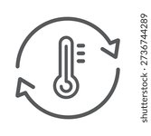 Black single temperature regulation icon, simple round thermometer process setting, icon.