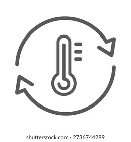 Black single temperature regulation icon, simple round thermometer process setting, icon.