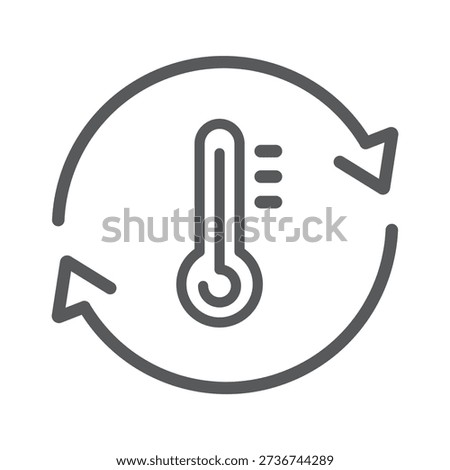 Black single temperature regulation icon, simple round thermometer process setting, icon.