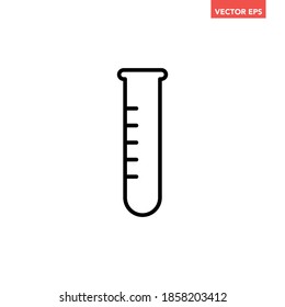 Black single test tube line icon, simple scientific lab ware flat design vector pictogram, infographic vector for app logo web website button ui ux interface elements isolated on white background